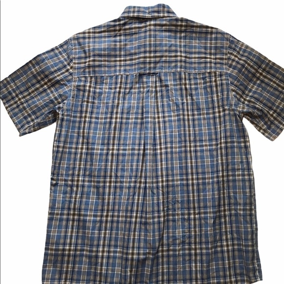 Chaps Blue Med Plaid Casual Career Button Down Preppy Short Sleeve Dress… - Picture 5 of 6